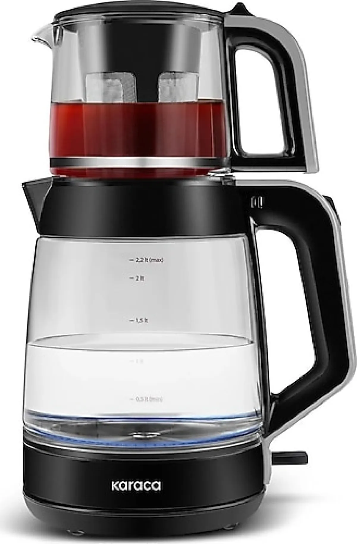 Karaca Glass Tea XL 2in1 Space Gray Cam Çay Makinesi