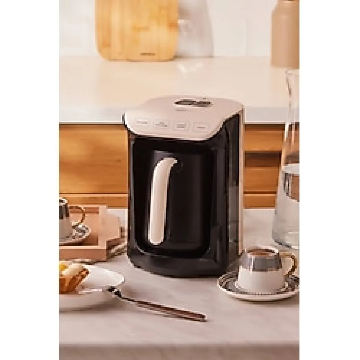 Karaca Hatır Közde Türk Kahvesi ve Türk Kahve Makinesi Krem 5 Fincan Kapasiteli Bol Köpüklü