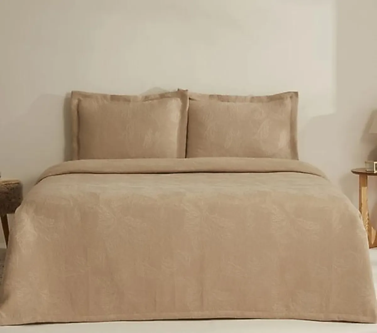 Karaca Home Olivia Bej Çift Kişilik Yatak Örtüsü Takımı