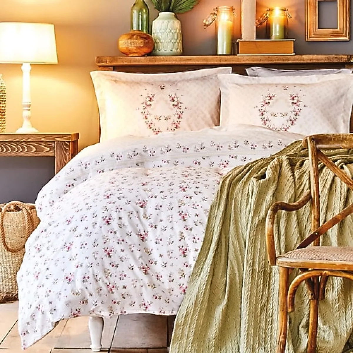 Karaca Home Sonya Yeşil Çift Kişilik Nevresim Takımı