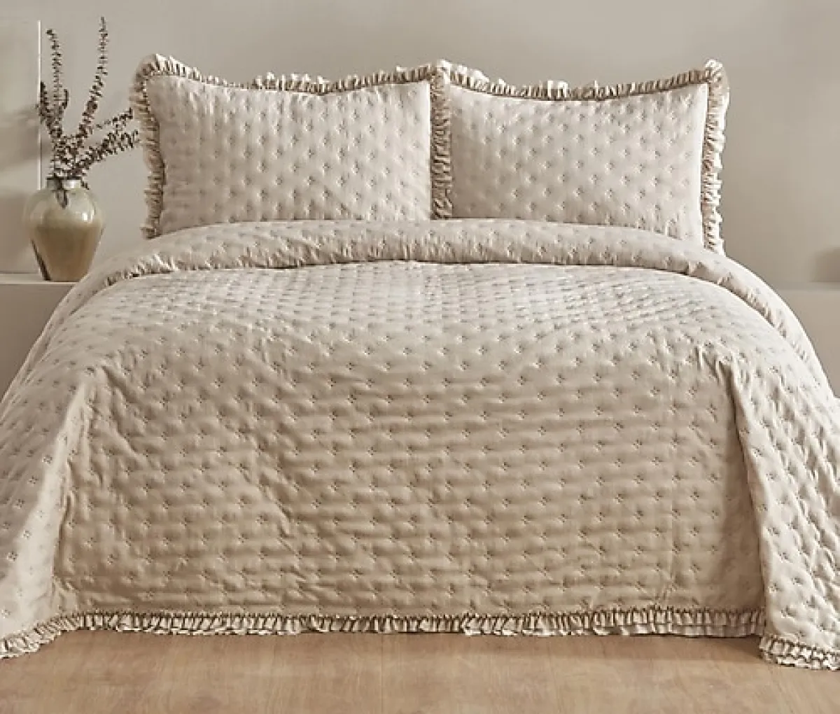 Karaca Home Viona Bej Tek Kişilik Yatak Örtüsü Takımı