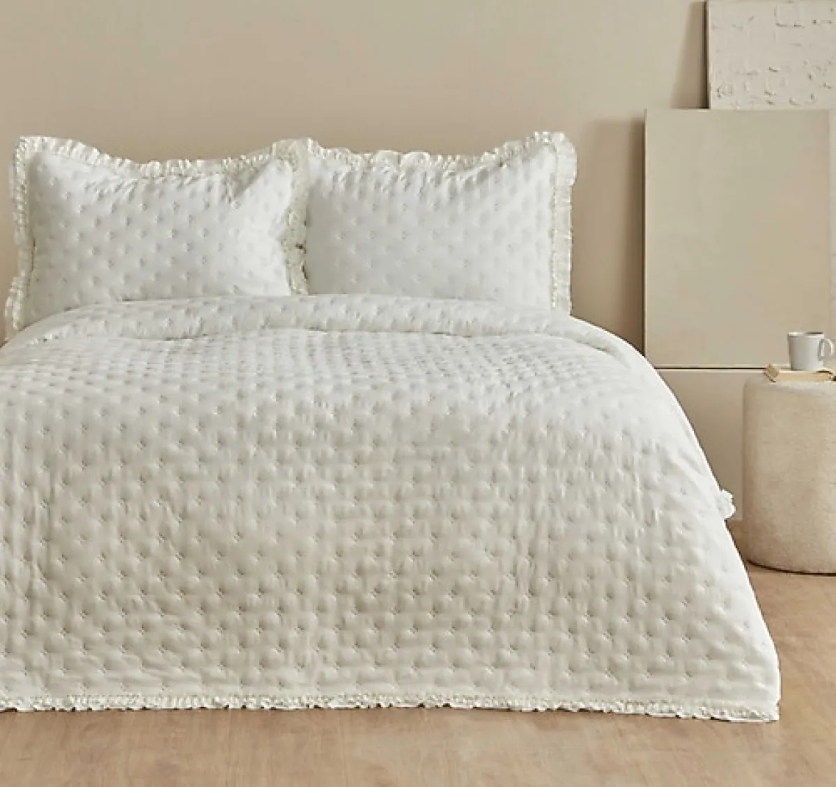 Karaca Home Viona Ekru Çift Kişilik Yatak Örtüsü Takımı