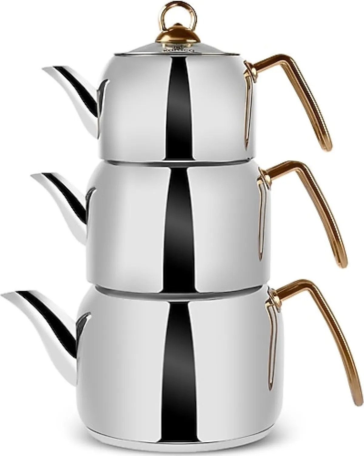 Karaca Tres Gold 3'lü Çelik Saplı Çaydanlık