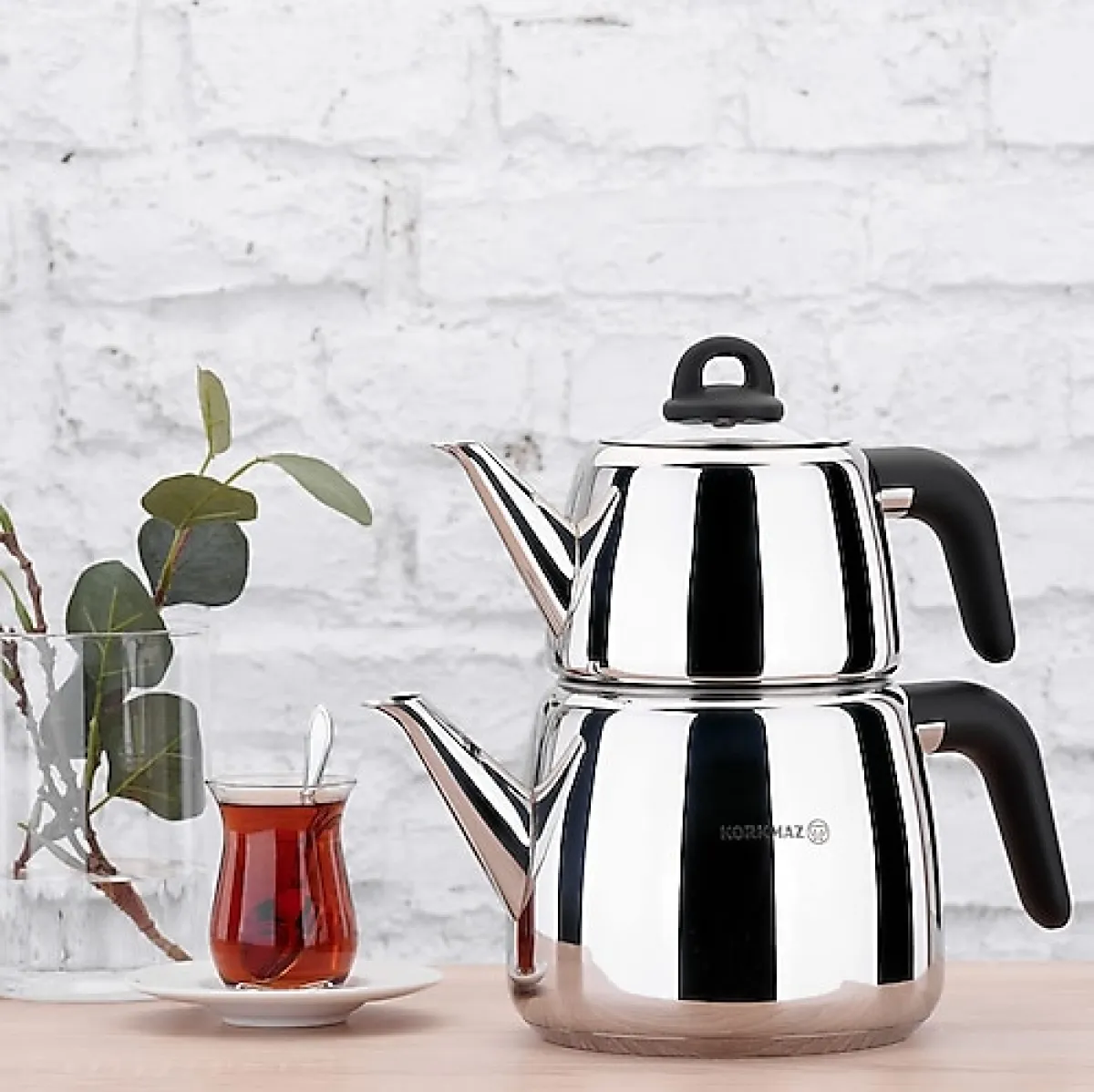 Korkmaz Bella Çelik Çaydanlık