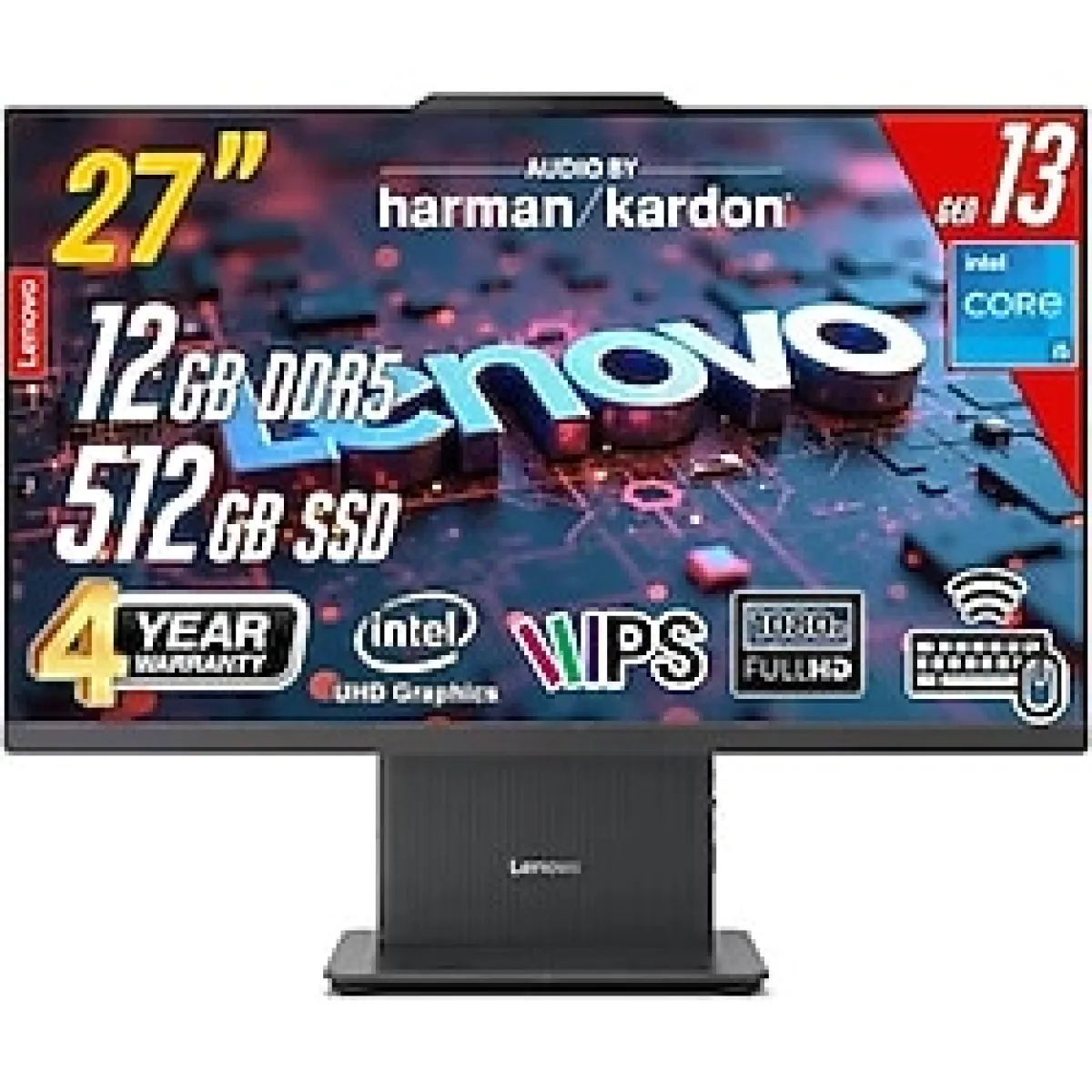 Lenovo IdeaCentre 27IRH9 Intel Core i5-13420H 12GB 512GB 27 FHD FreeDos Siyah All in One Bilgisayar