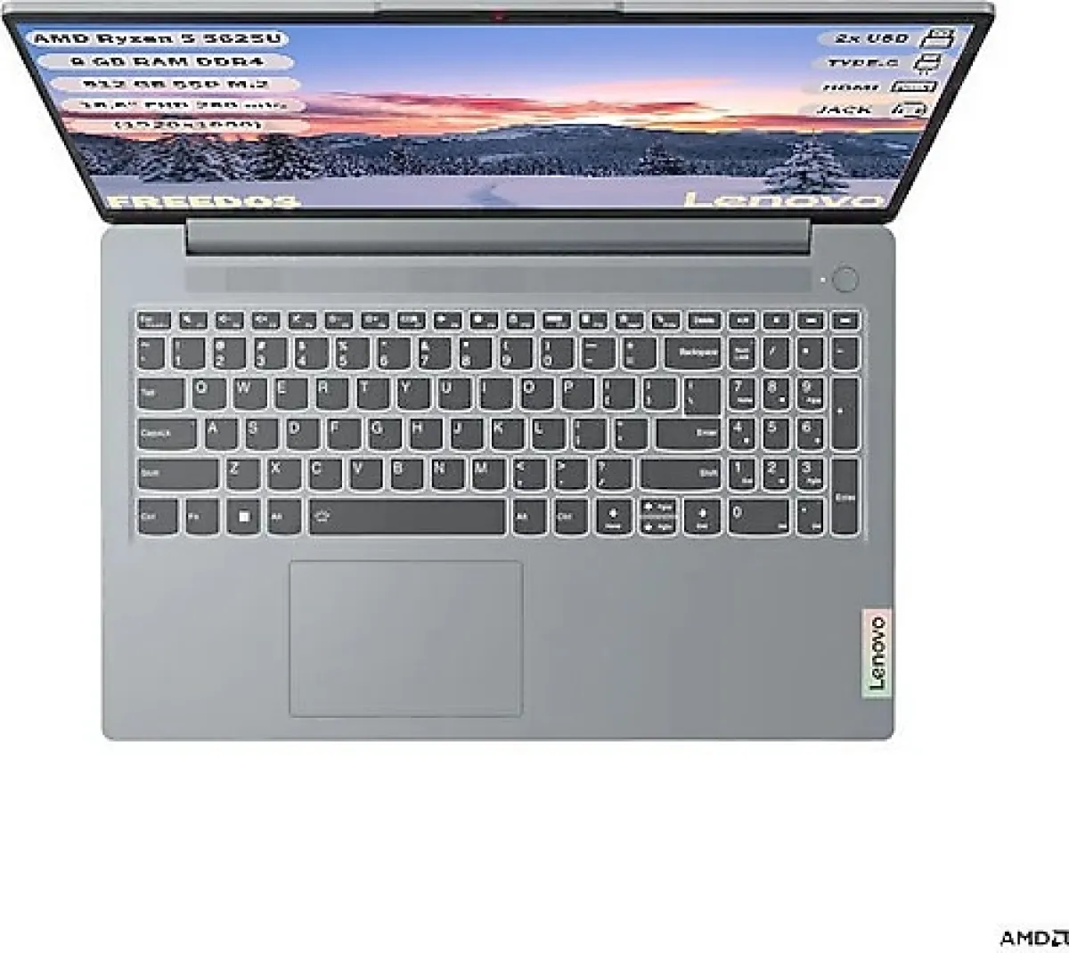 Lenovo IdeaPad Slim 3 15ABR8 82XM00PVTX Ryzen 5 5625U 8 GB 512 GB SSD Radeon Graphics 15.6" Full HD Notebook