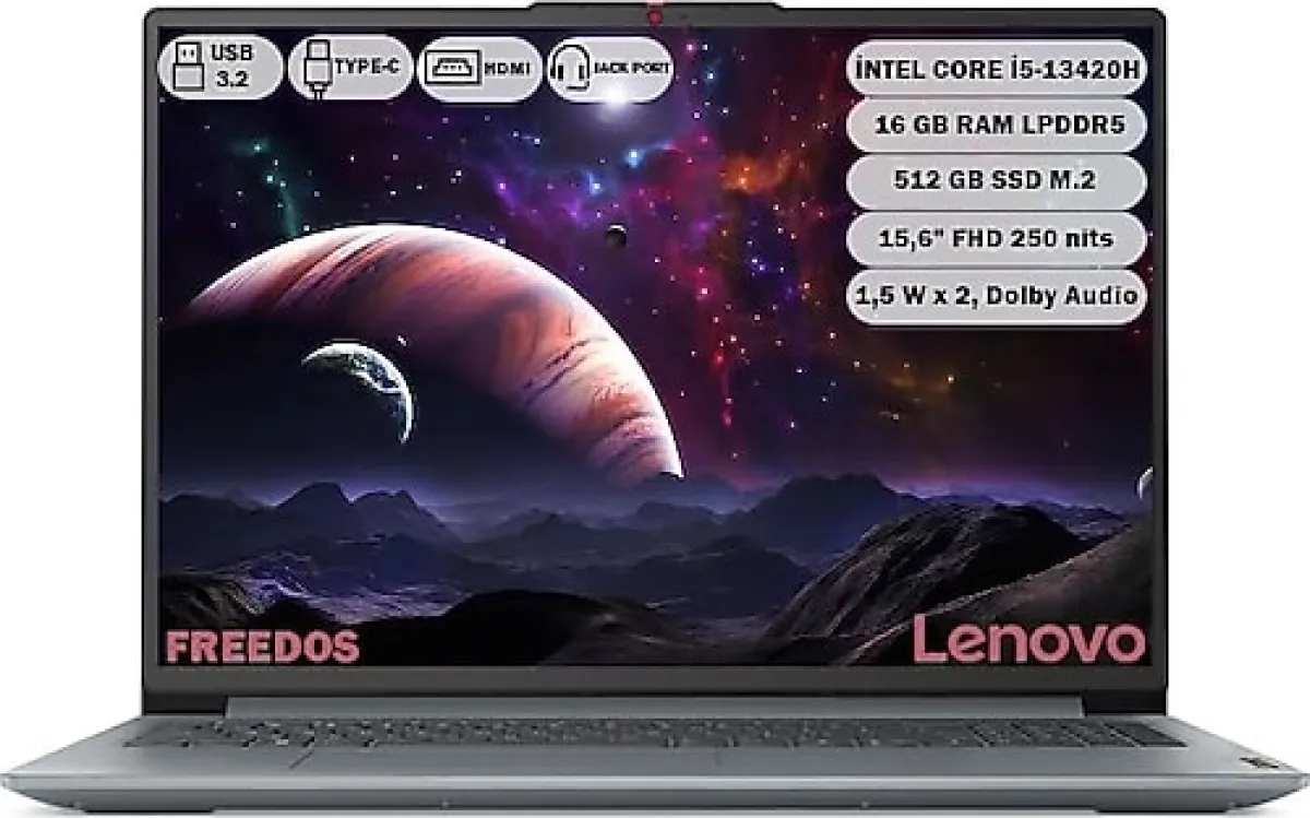 Lenovo IdeaPad Slim 3 15IRH8 83EM00KYTR i5-13420H 16 GB 512 GB SSD UHD Graphics 15.6" Full HD Notebook