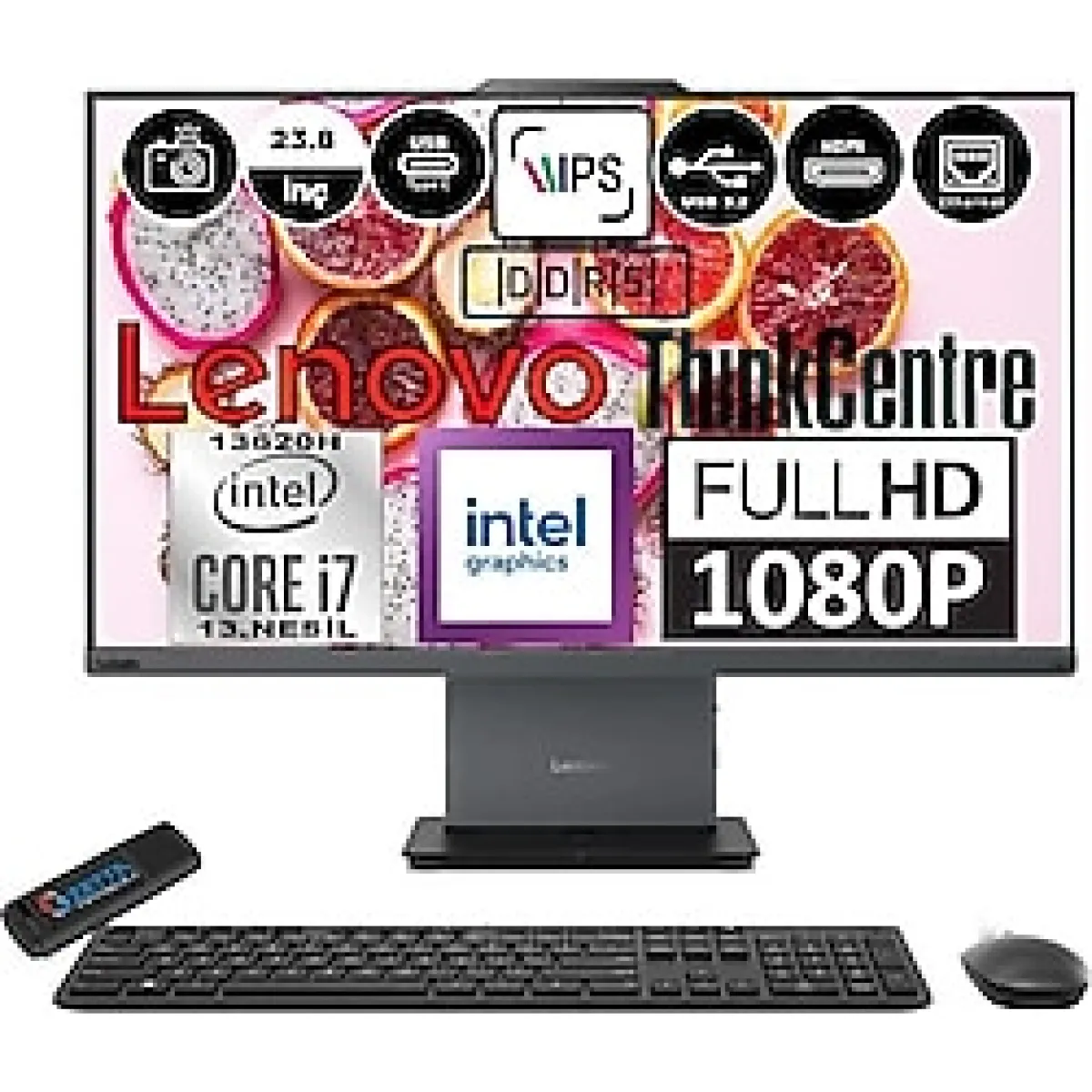 Lenovo Thinkcentre Neo 24 50A Gen5 Intel Core I7 13620H 32GB Ddr5 2tb SSD Windows 11 Home Intel UHD Graphics 23.8" Fhd All In One Bilgisayar 12SC000KTRH09 + Zetta Flash Bellek