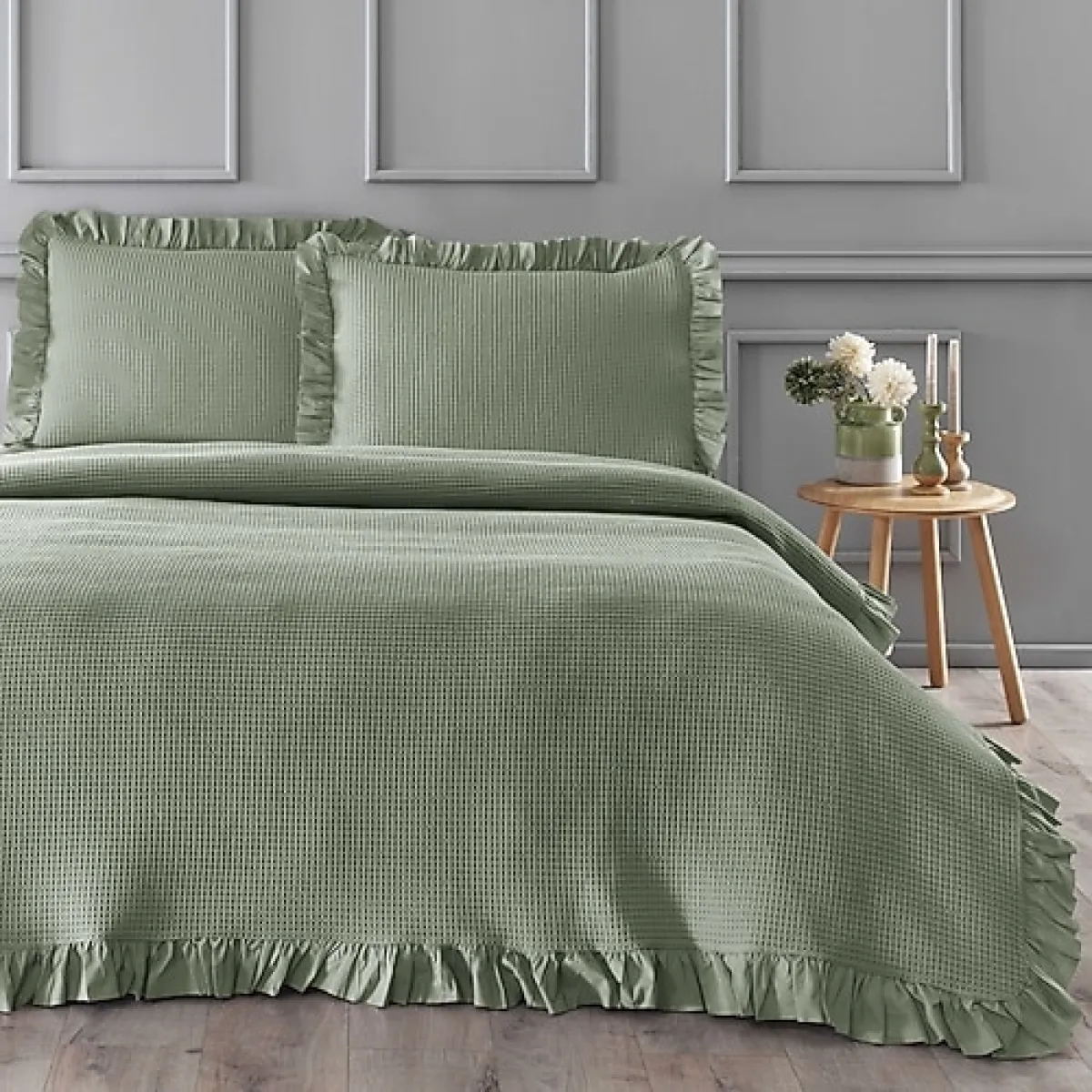 Linens Bsp Yeşil Pamuk Çift Kişilik Yatak Örtüsü Takımı