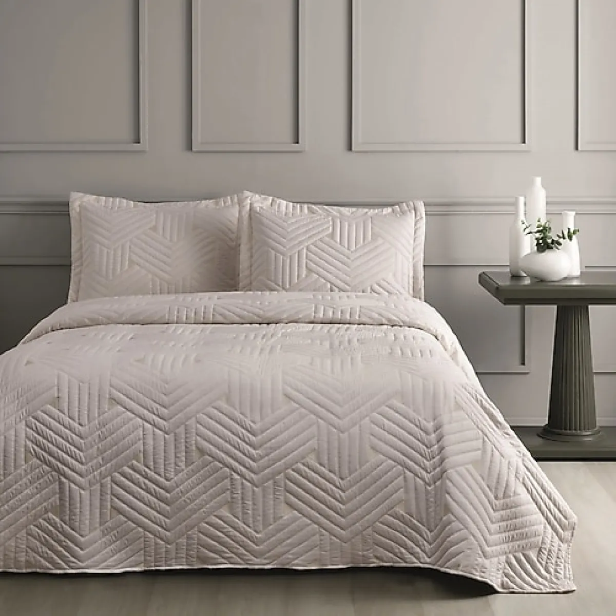 Linens Vita Beyaz Çift Kişilik Yatak Örtüsü Takımı