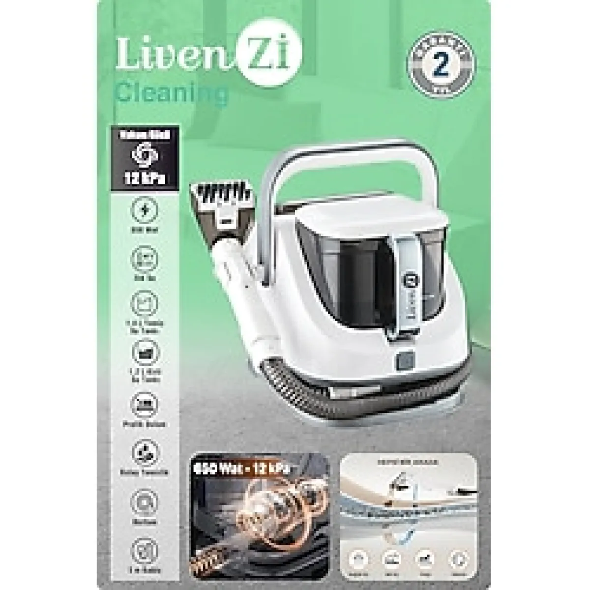 Livenzi JJB-737-II Koltuk Halı Yıkama Ve Leke Çıkartma Makinesi-Gri