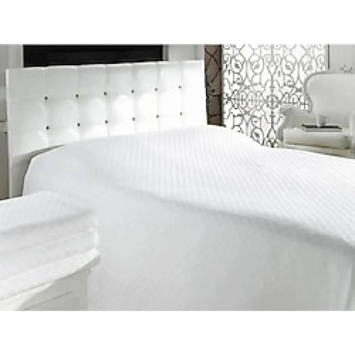 Lotusline Home Dama Desen Pike Tek Kişilik 160 x 240 Beyaz Yatak Örtüsü