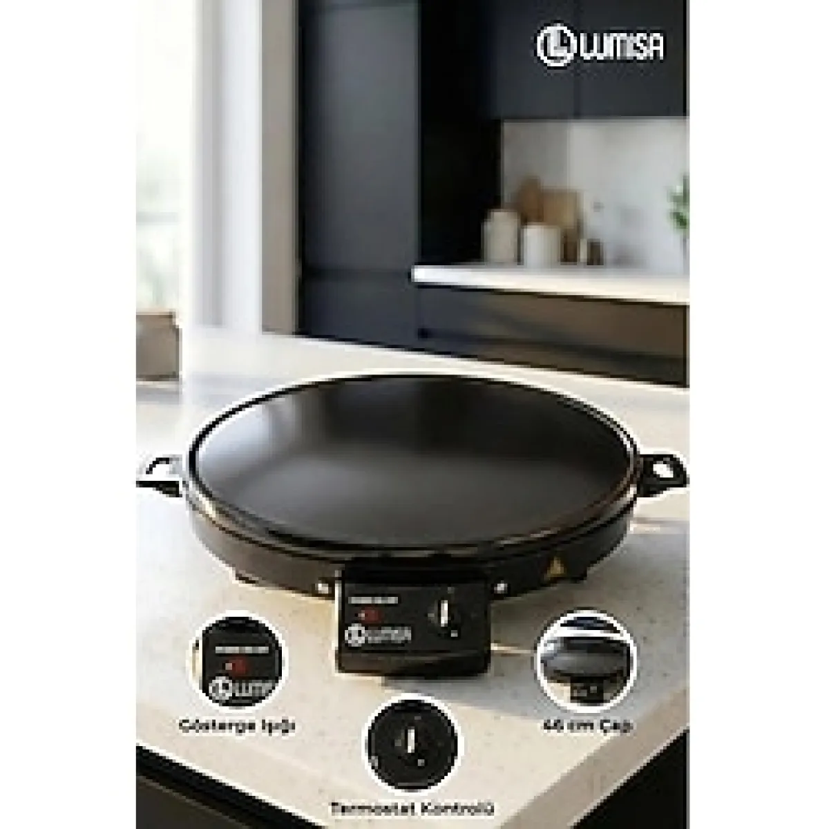 Lumisa Elektrikli Katmer Ve Gözleme Sacı Lks-1000 Termostatlı Emaye Yüzeyli (1500 Watt)