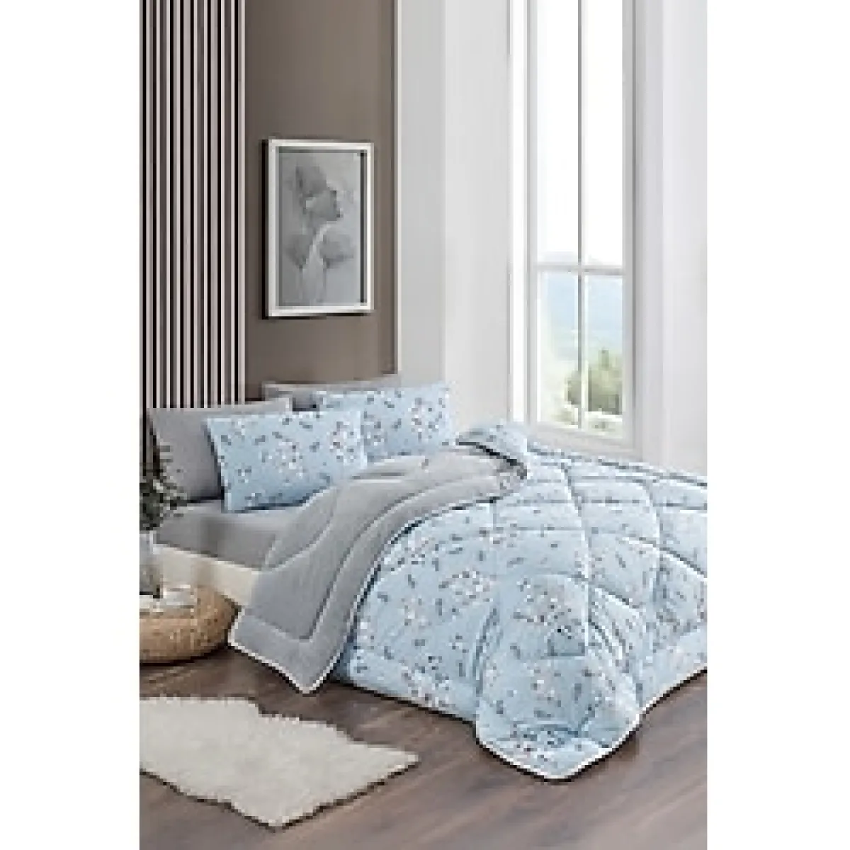 MARLA HOME Çift Kişilik Çift Taraflı Welsoft Yorgan Seti Wellsoft Battaniye Pofuduk Yumuşak Bahar