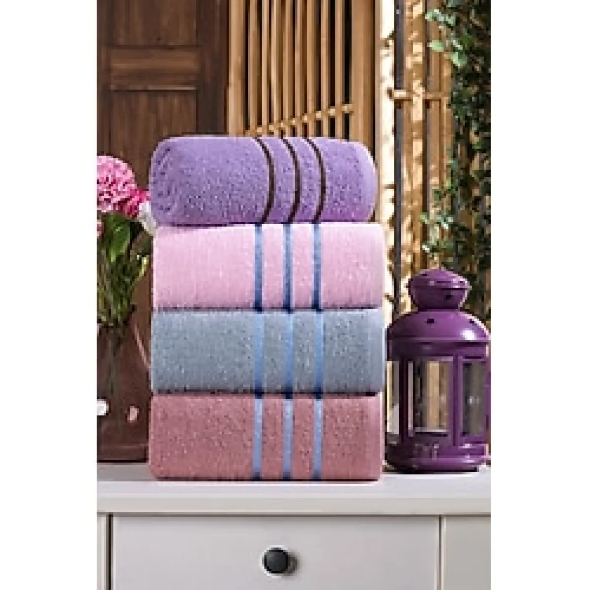 MARLA HOME Velvona 4'lü El-Yüz Havlusu Seti %100 Pamuk 50x90 cm Koyu Renkler