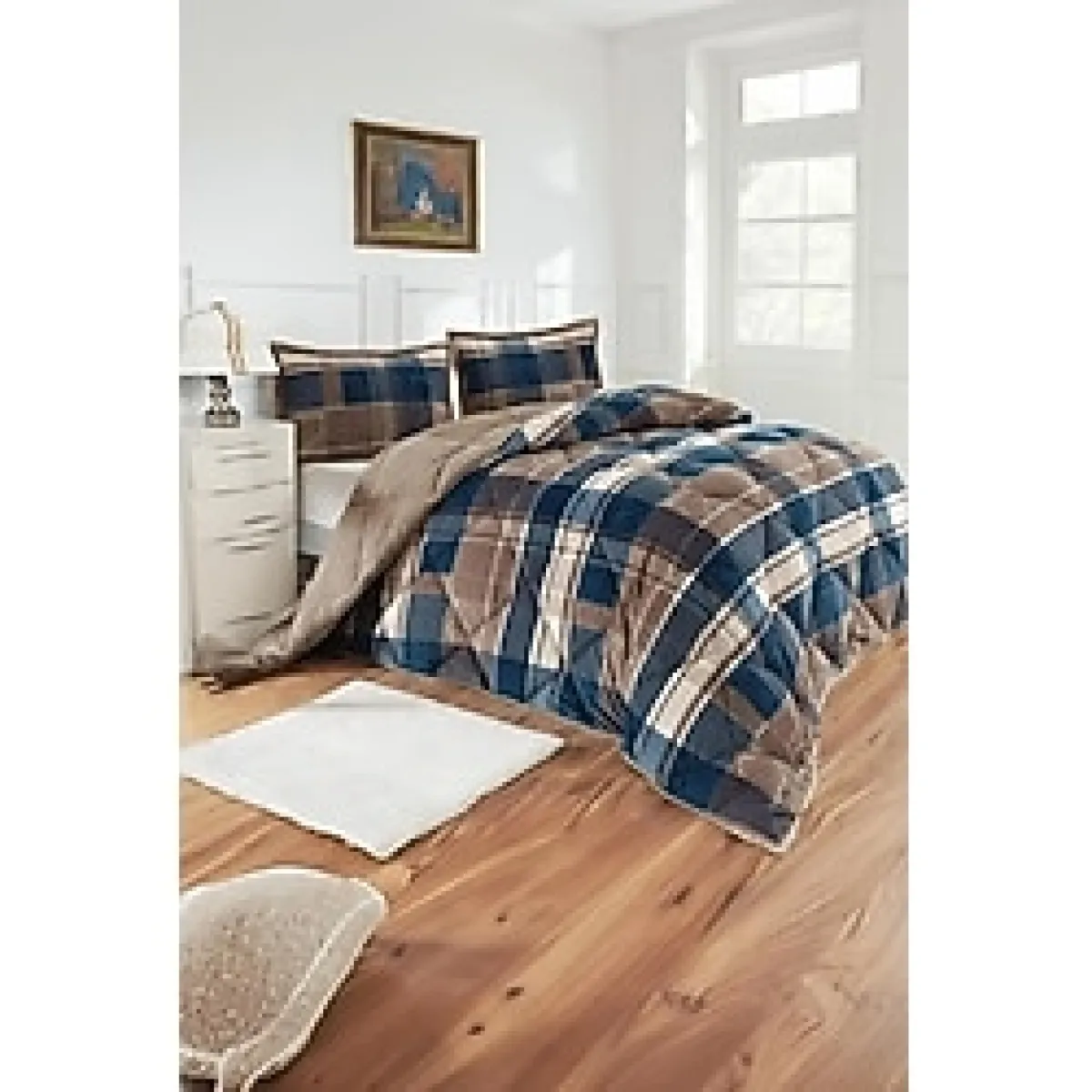 Merinos Comforter Seti Çift Kişilik Yorgan Rida İndigo 220x240 cm - Lacivert - 220 x 240 cm