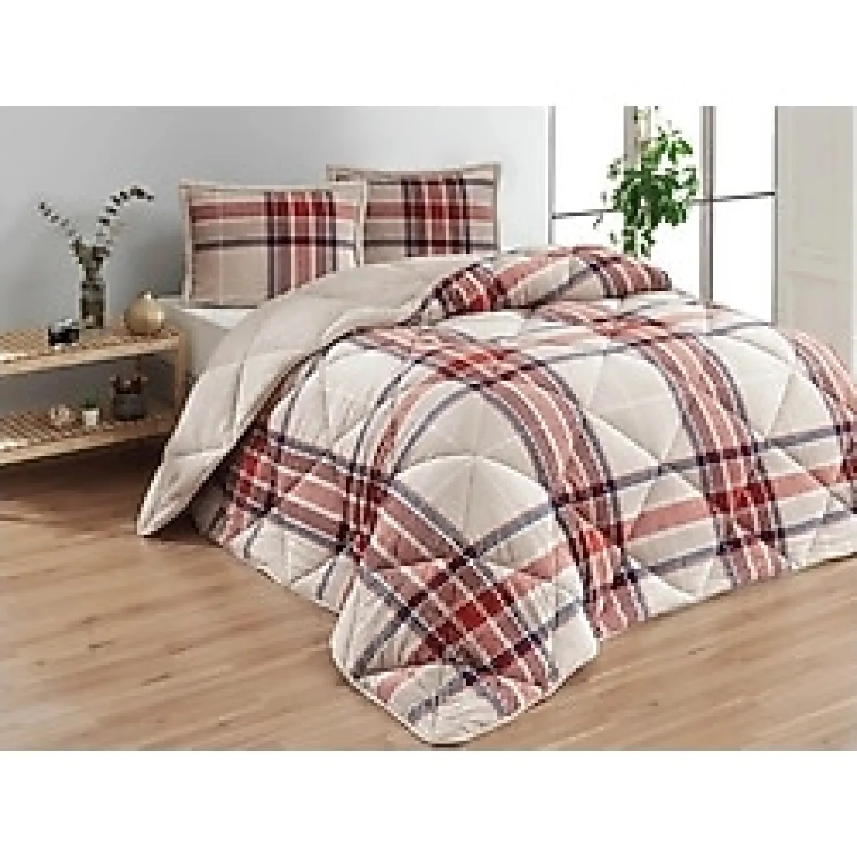 Merinos Comforter Yorgan Seti Tek Kişilik Anna Mavi - 160 x 240 cm - 01-Mavi