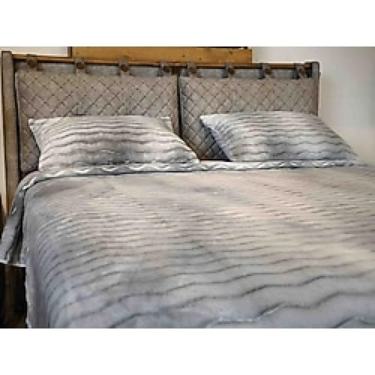 Merinos Dream Home Çift Kişilik Peluş Battaniye Seti - 220 x 240 cm - Gri