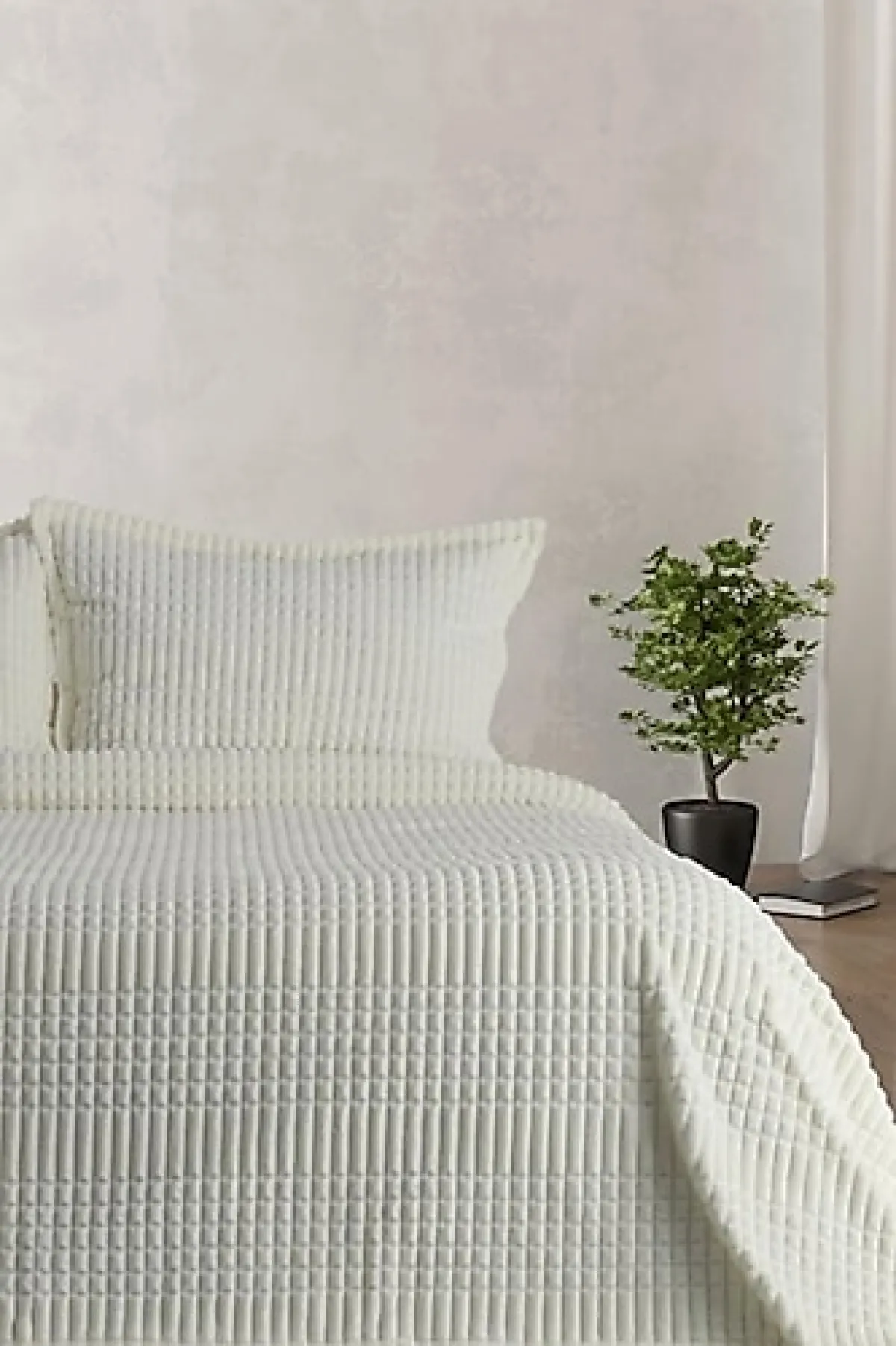 Merinos Modern Line Ekru 220x240 cm Çift Kişilik Battaniye Seti