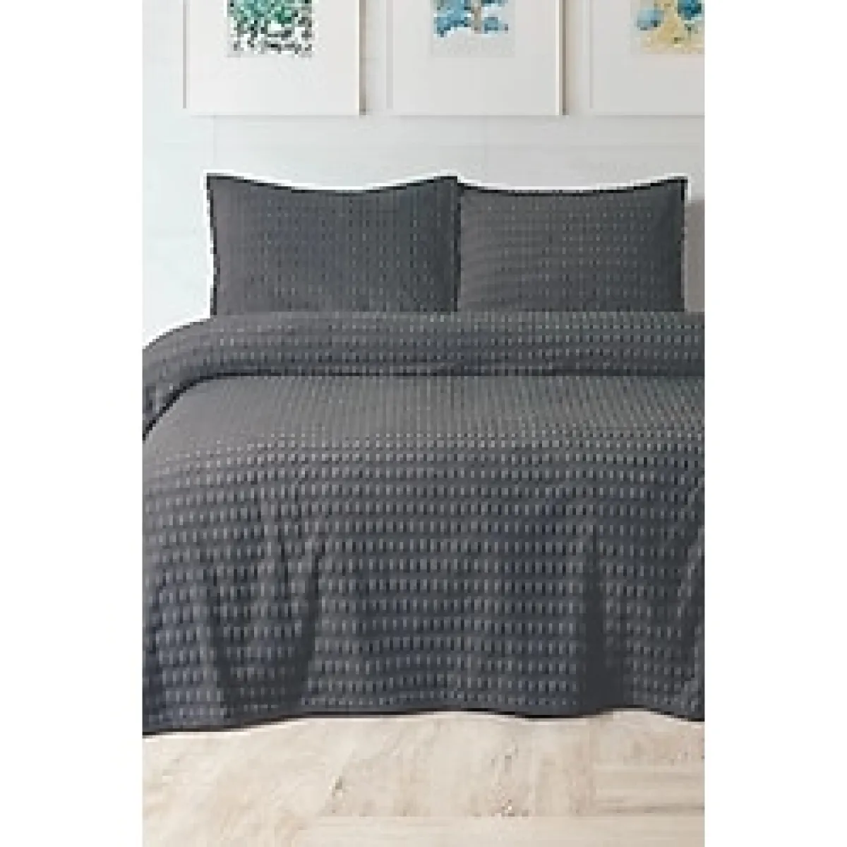 Merinos Modern Twist Antrasit 220x240 cm Çift Kişilik Battaniye Seti