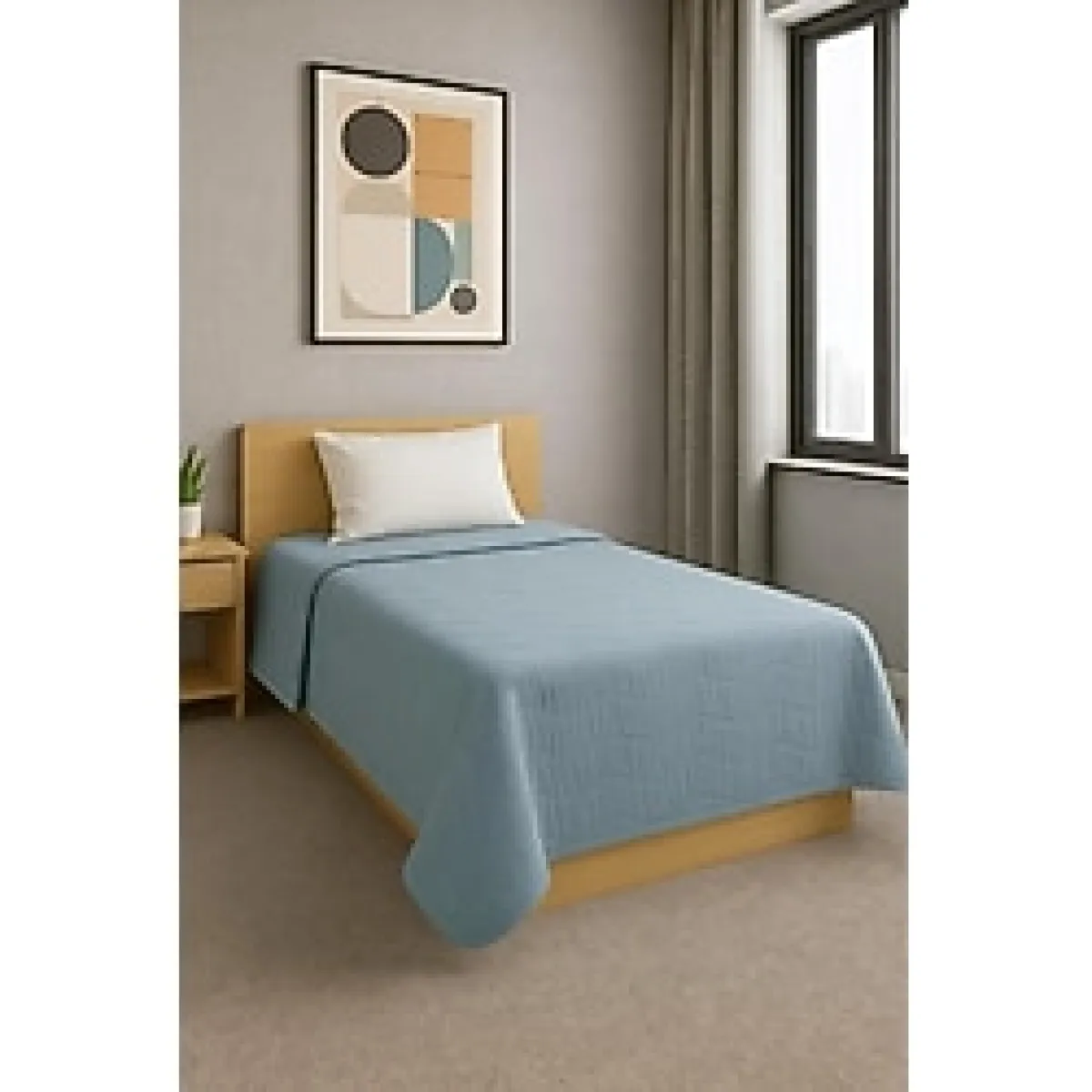 Miabella Home Tek Kişilik Pike Kapitone Tek Kişilik Yatak Örtüsü Tek Kişilik Pike Yatak Örtüsü Kapitone Pike 155X230 cm - Mavi