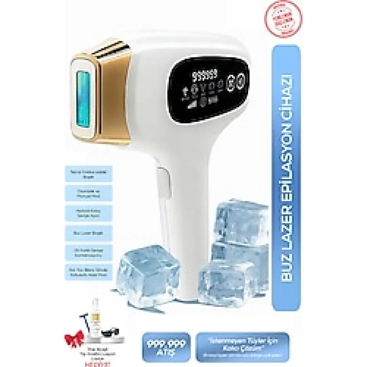 MOEN 999.999 Atım Buz Başlıklı IPL Lazer - Acısız, Hızlı ve Kalıcı Epilasyon