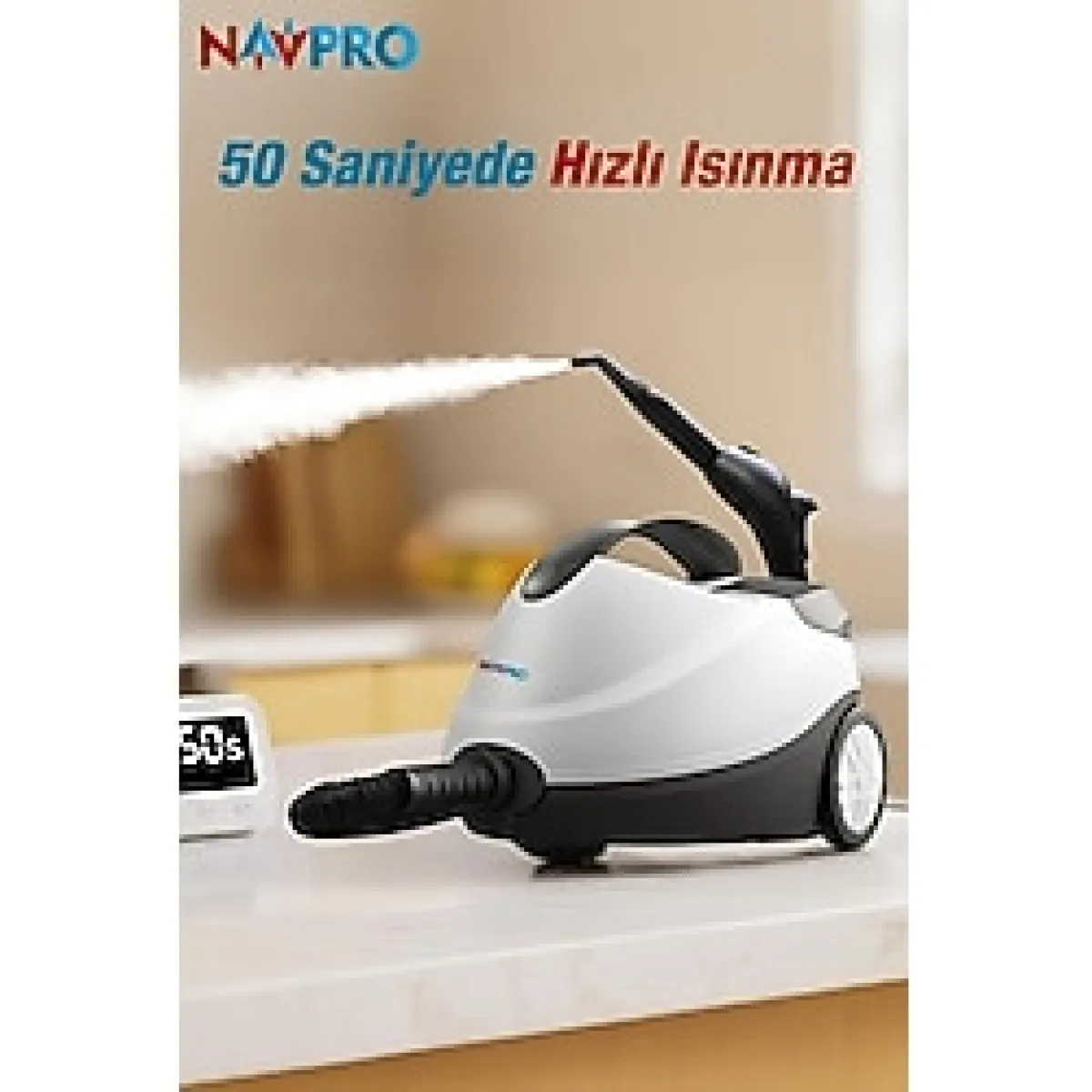 Navpro Çok Fonksiyonlu Buharlı Temizlik Makinası - Buharlı Temizleyici - Beyaz
