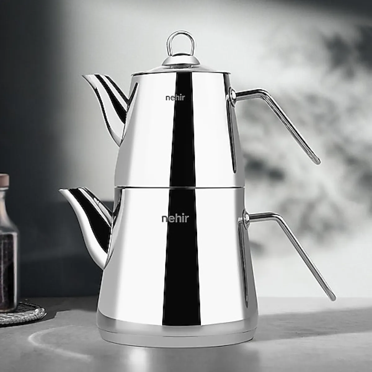 Nehir Alya Küçük Boy Çelik Çaydanlık Takımı