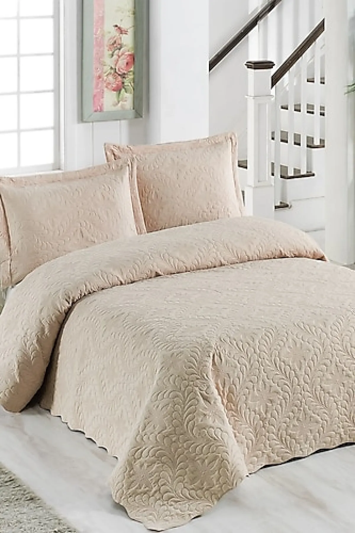 Örtüm Ivy Cappuccino Çift Kişilik Yatak Örtüsü Takımı