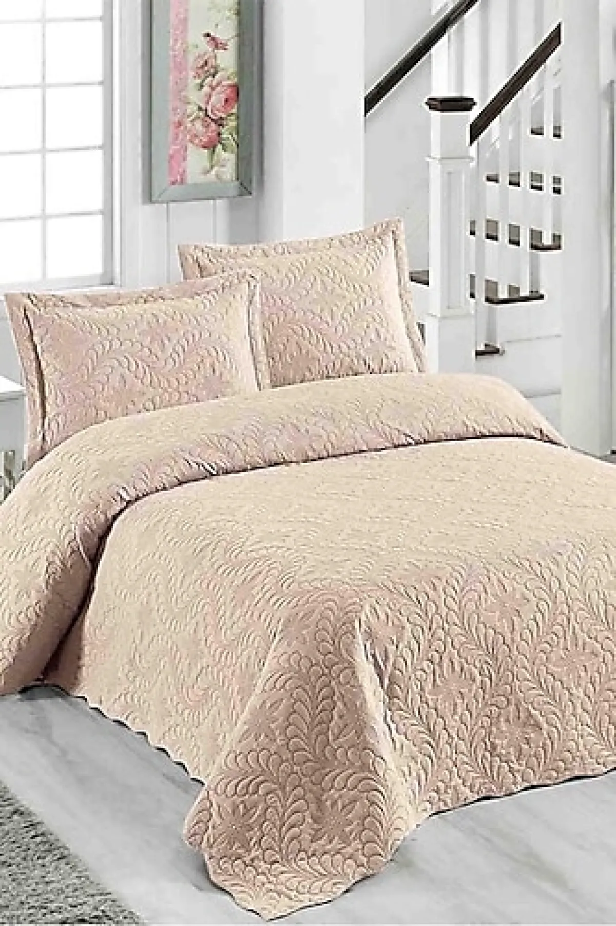 Örtüm Sarmaşık Tek Kişilik Düz Renk Yatak Örtüsü