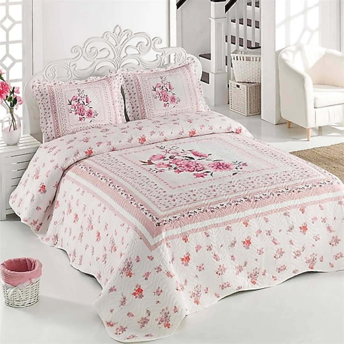 Örtüm Thalia Kapitone Çift Kişilik Yatak Örtüsü Takımı