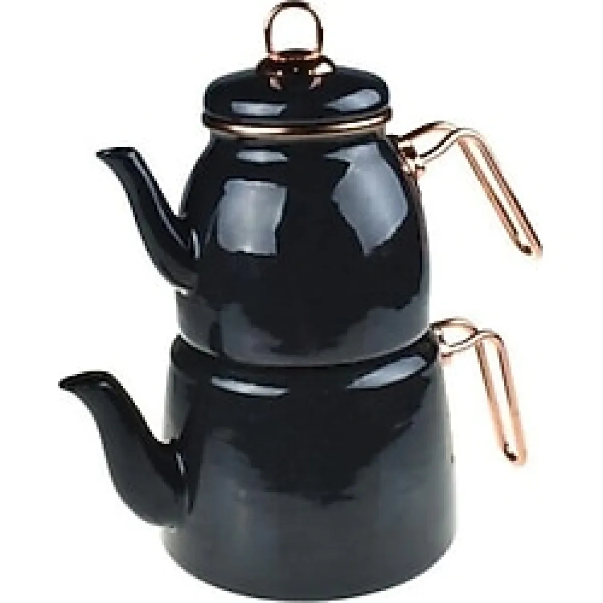 Oyks Taşev Emaye Çaydanlık Takımı Siyah