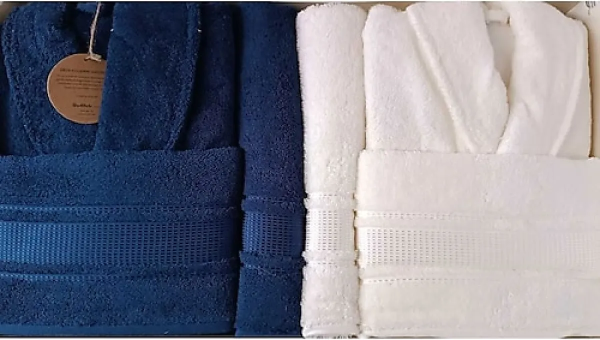 Özdilek Colourist Krem-Lacivert Aile Bornoz Takımı