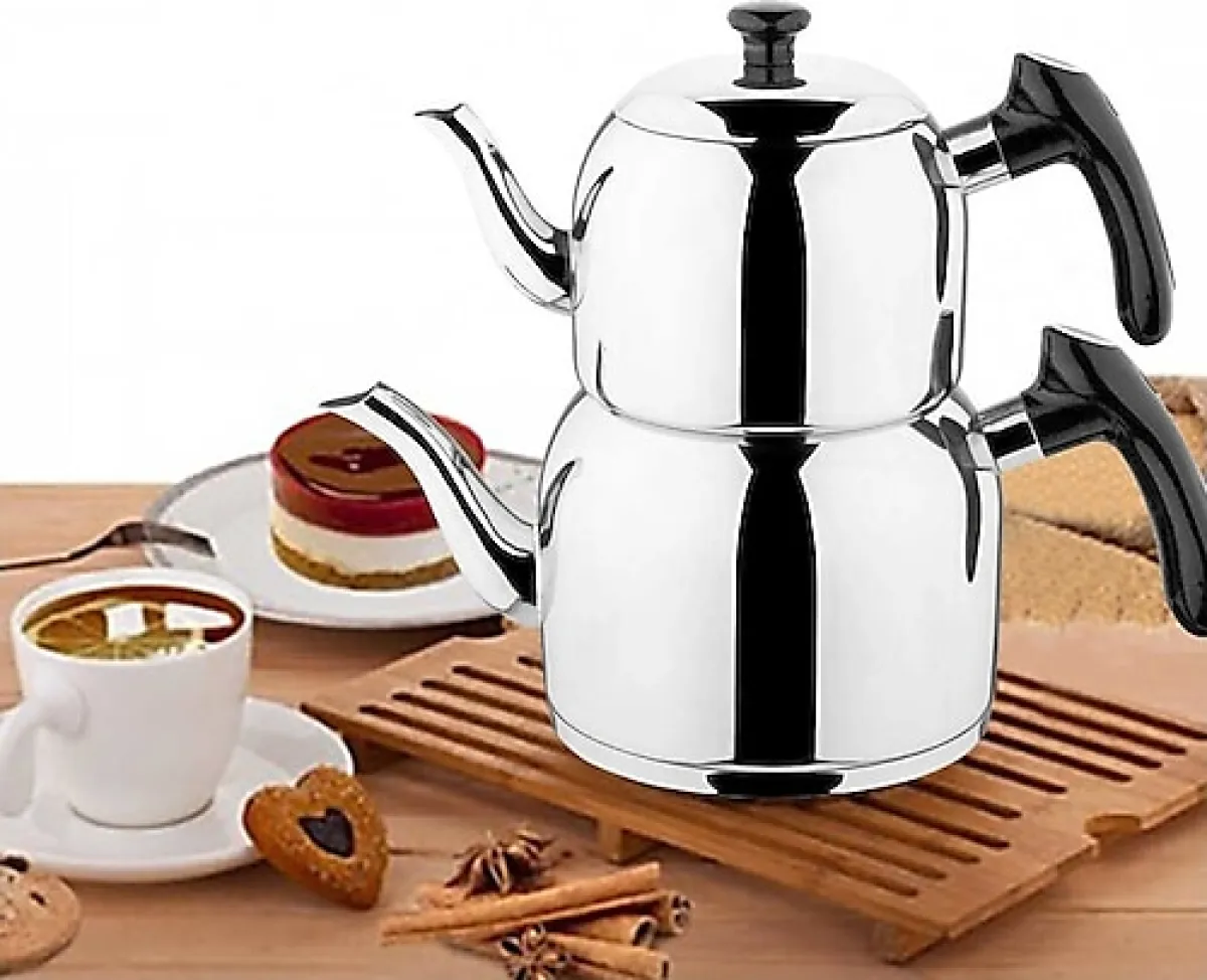 Özkent Vista Siyah Mini Boy Çelik Çaydanlık