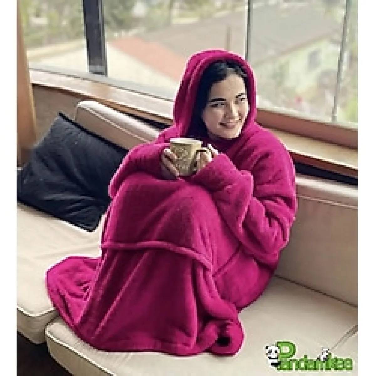 Pandamkee Welsoft Peluş Polar Giyilebilir Battaniye Pijama