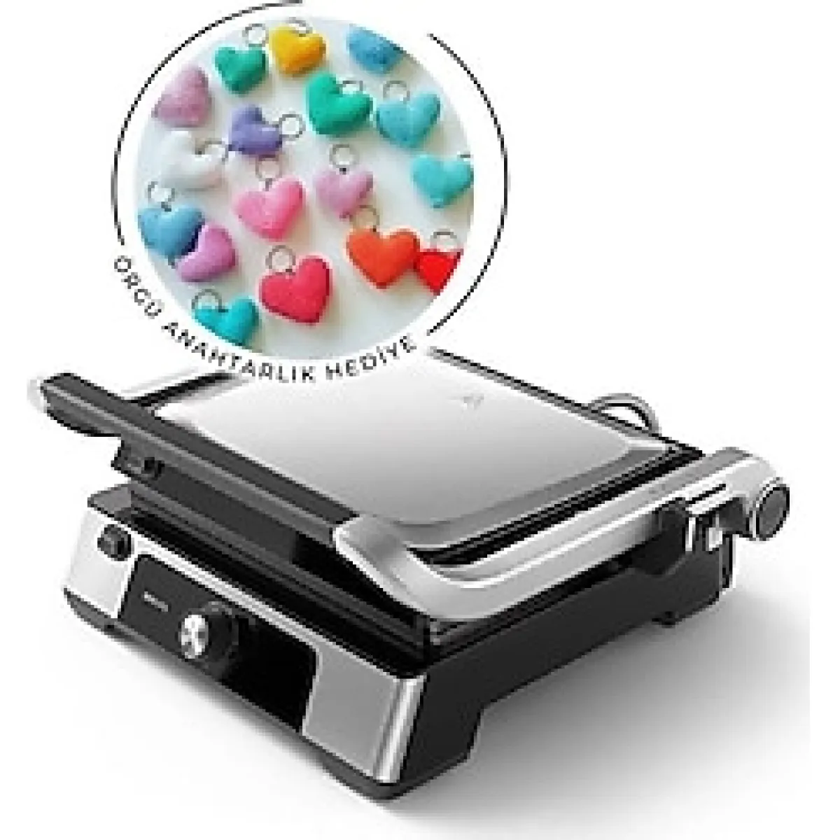 Philips 5000 Serisi Tost ve Izgara Makinesi - 2000 W, Paslanmaz Çelik, Çıkarılabilir Döküm Plaka, 5 Kademeli Isı Ayarı - Gri