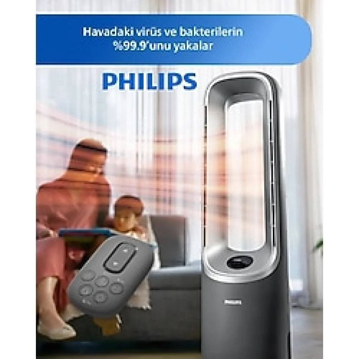 Philips 70 M2 Etkili 3'ü 1 Arada Hava Temizleyici Isıtıcı ve Vantilatör Yapay Zeka Destekli Akıllı Ev Iklimlendirme Sistemiyle Dört Mevsim Konfor Sağlayan Cihaz - Koyu Gri