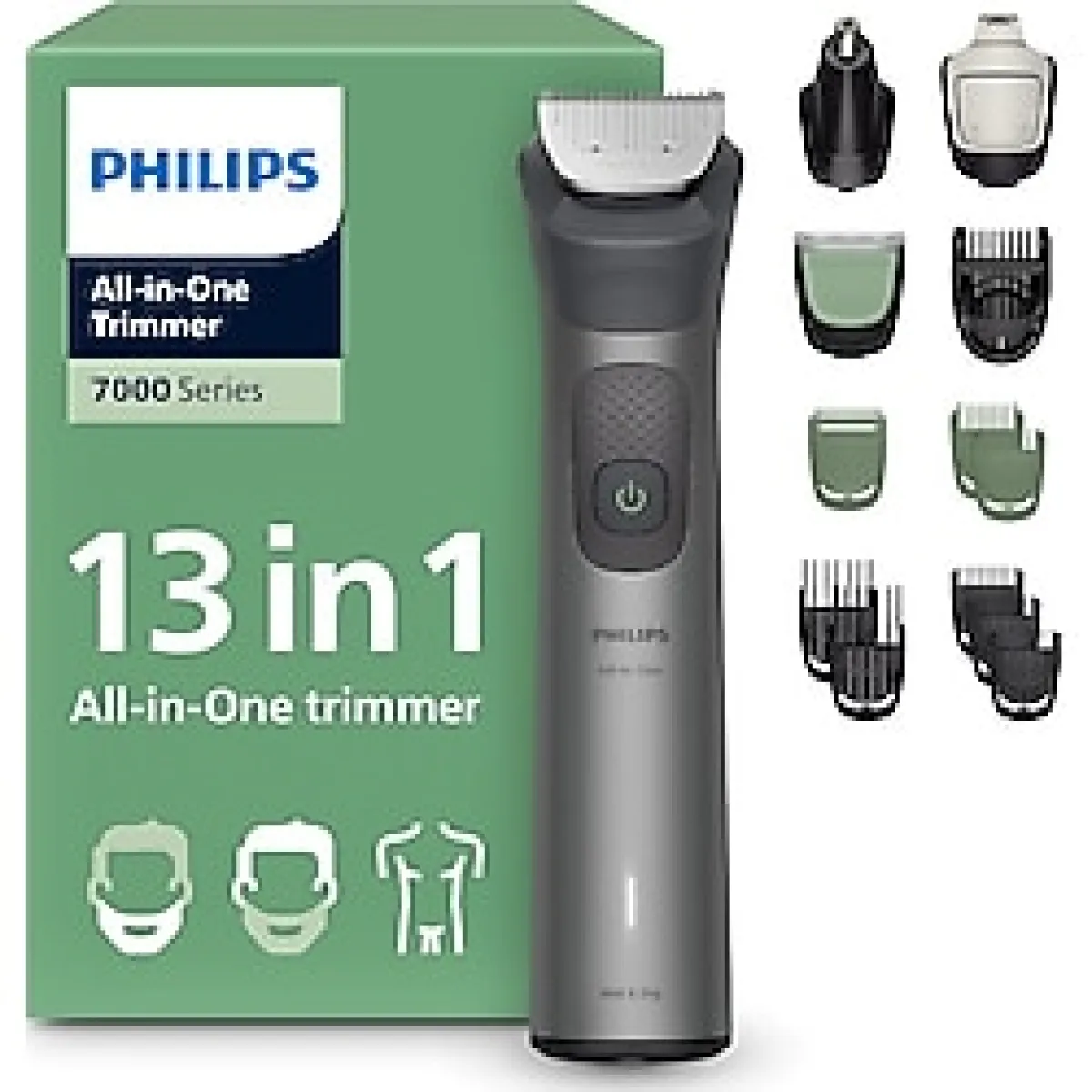 Philips All-In-One Trimmer 7000 Serisi, 13'ü 1 Arada Erkek Bakım Seti, Beardsense Teknolojisi, 120 Dakika Ça - Renkli