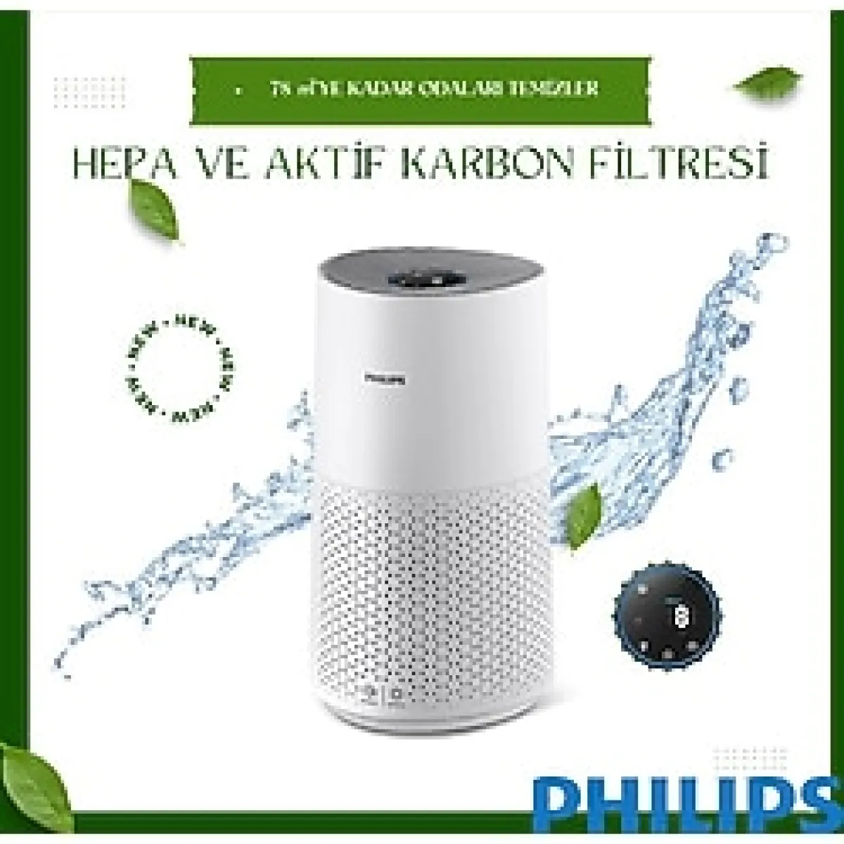 Phılıps Hava Temizleyici, Ultra Sessiz Havayı 10 Dakikadan Kısa Sürede Temizler Havadaki Virüslerin ve Aerosollerin %99,9'unu Temizler Hepa ve Aktif Karbon Filtresi Düşük Enerji Tüketimi Otomatik Mod