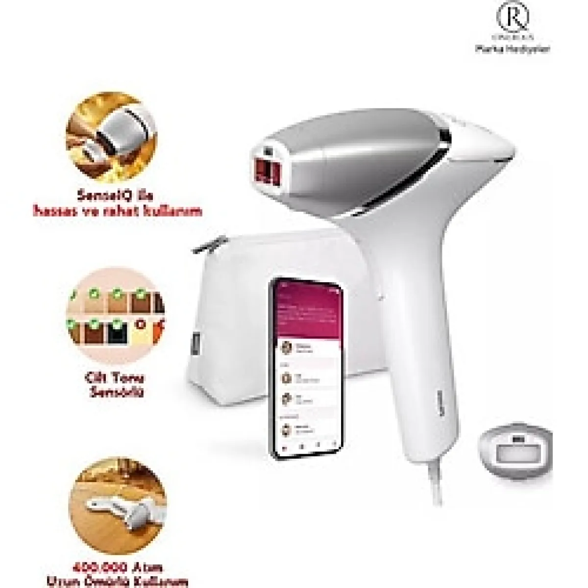 Philips Lumea Premium Lazer Epilasyon, 400.000 Atım Uzun Ömürlü, Cilt Tonu Sensörlü