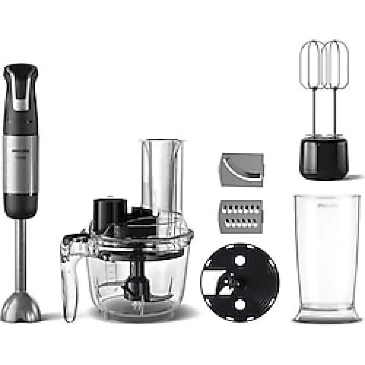 Philips Smoothie Doğrayıcı, Blender ve Karıştırma Speedtrigger Teknolojisi 1200W El Blender Seti ve Mutfak Robotu - Siyah