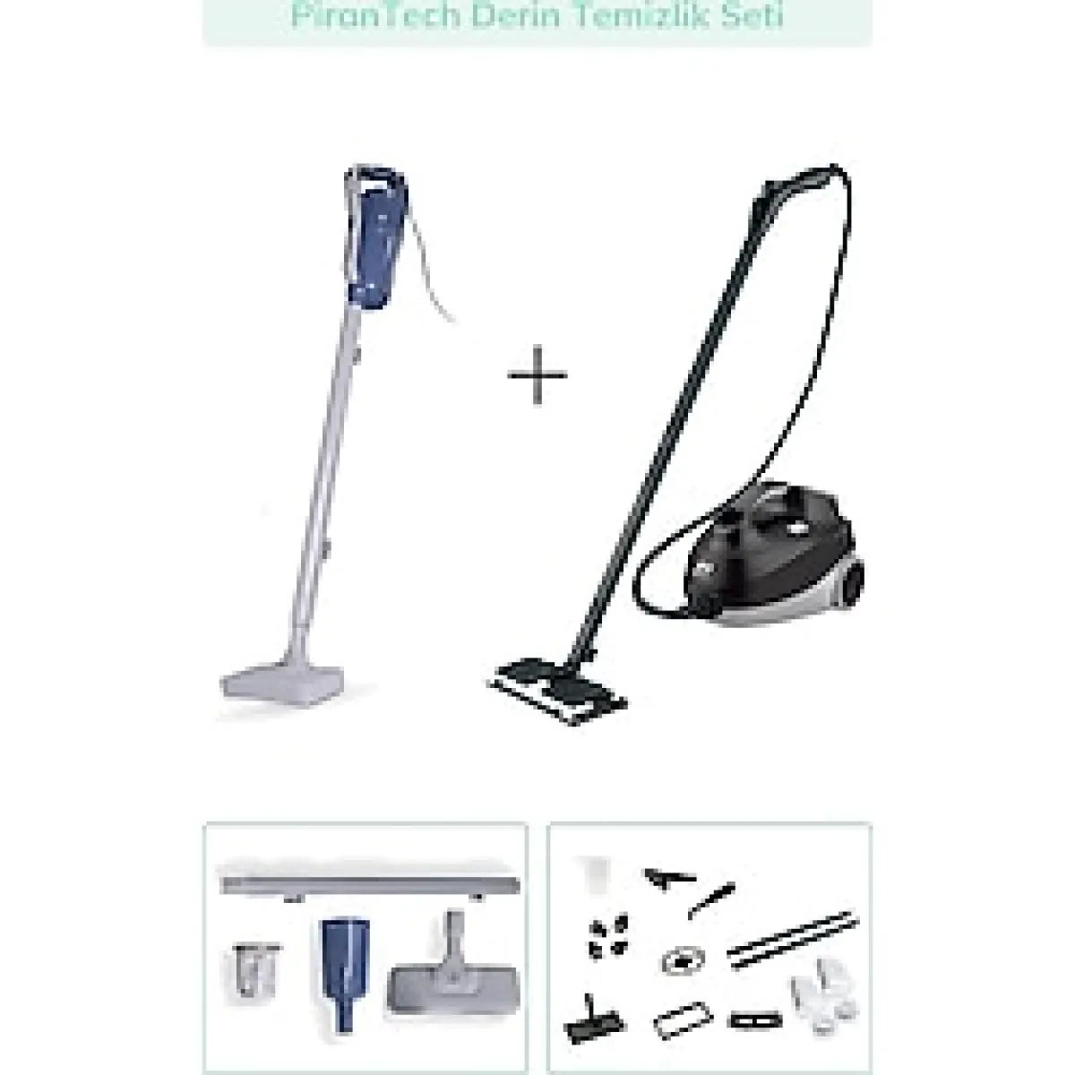 pirantech CB-107C Buharlı Temizlik Makinası / EK340 Torbasız Dikey Elektrikli Süpürge