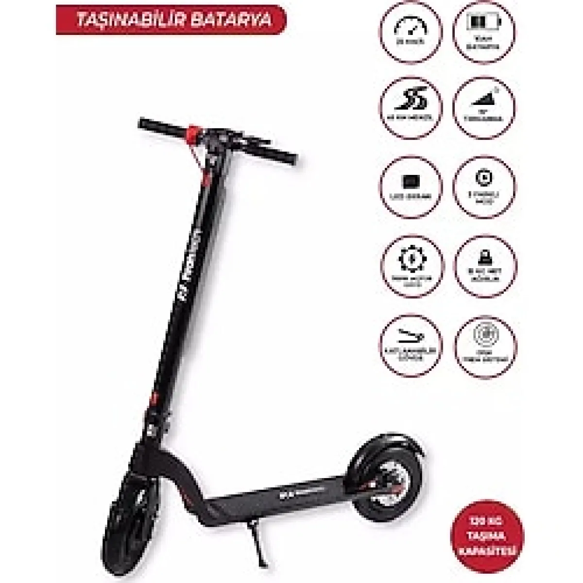 Pirantech X8 Elektrikli Scooter - Max 700 W Çıkartılabilir Batarya Özellikli Scooter - Siyah