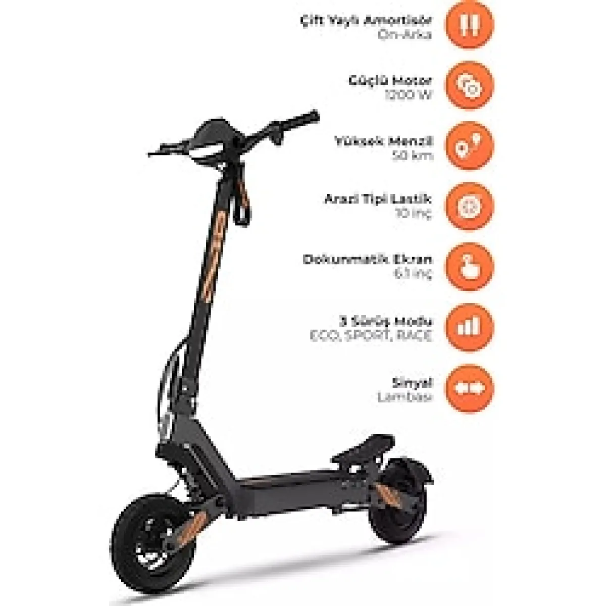 PiranTech Yadea G10 Elektrikli Scooter 800W-1200W Güç - 50KM Menzil, Dokunmatik Ekran, Çift Süspansiyon