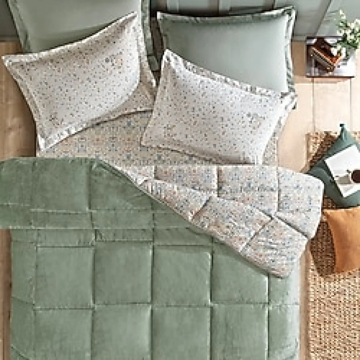 Puffy Alyson Çift Kişilik Threefy Uyku Seti - Kül Moru