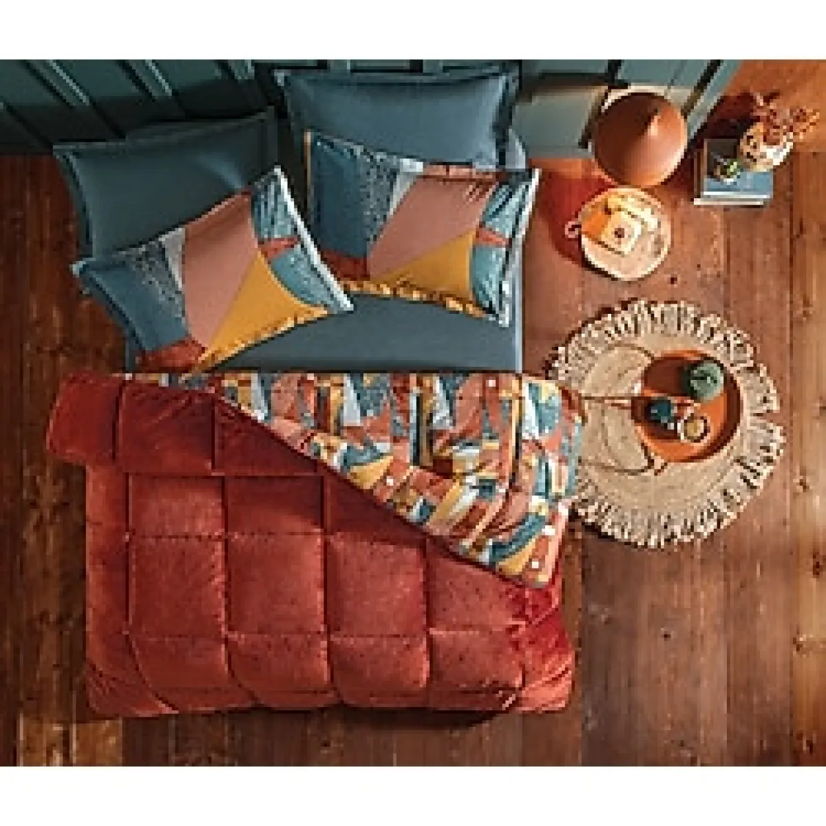 Puffy Kissa Tek Kişilik Threefy Uyku Seti - Kiremit