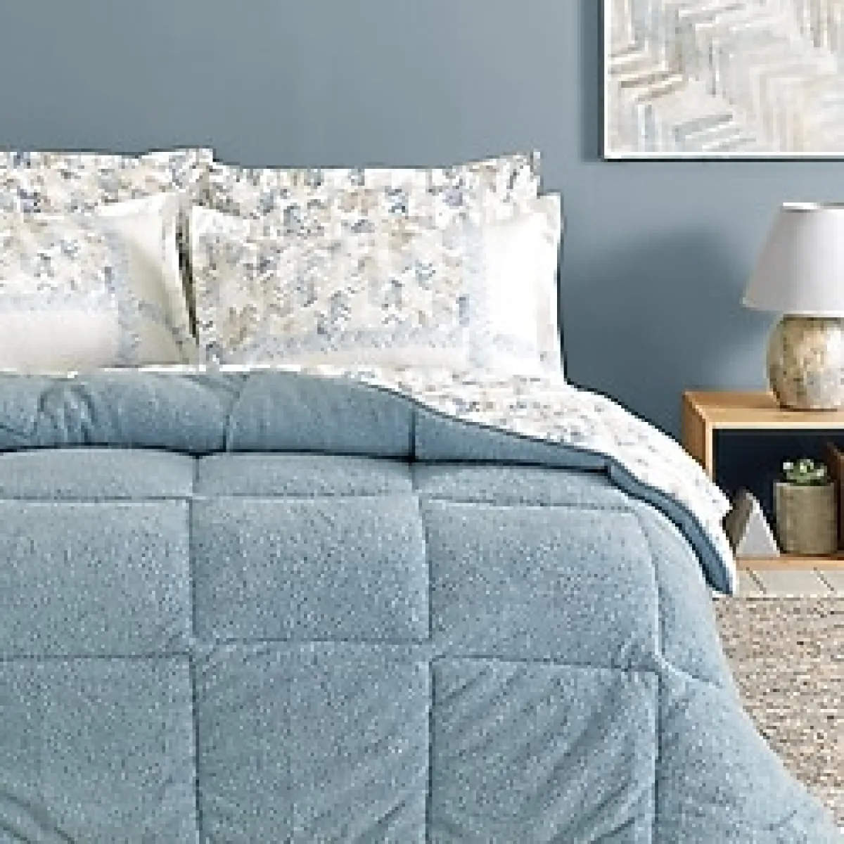 Puffy Leora Çift Kişilik Threefy Uyku Seti - Indigo - İndigo