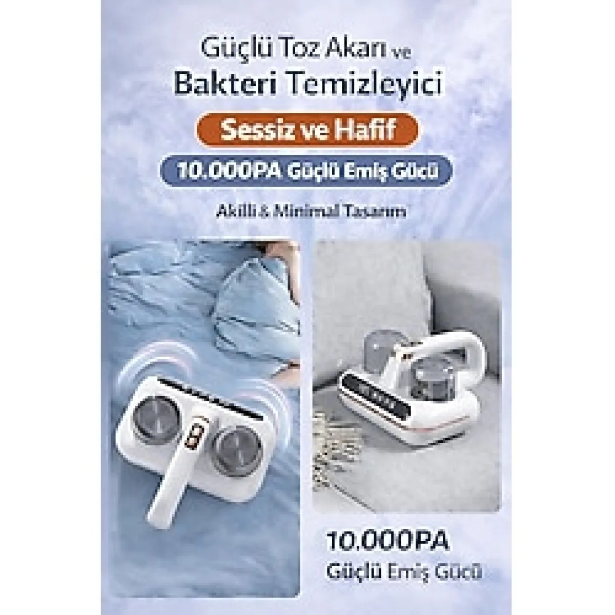 Qifit Yatak ve Koltuklar İçin 16KPa Güçlü Vakum Süpürgesi - Elde Taşınabilir - Düşük Gürültülü