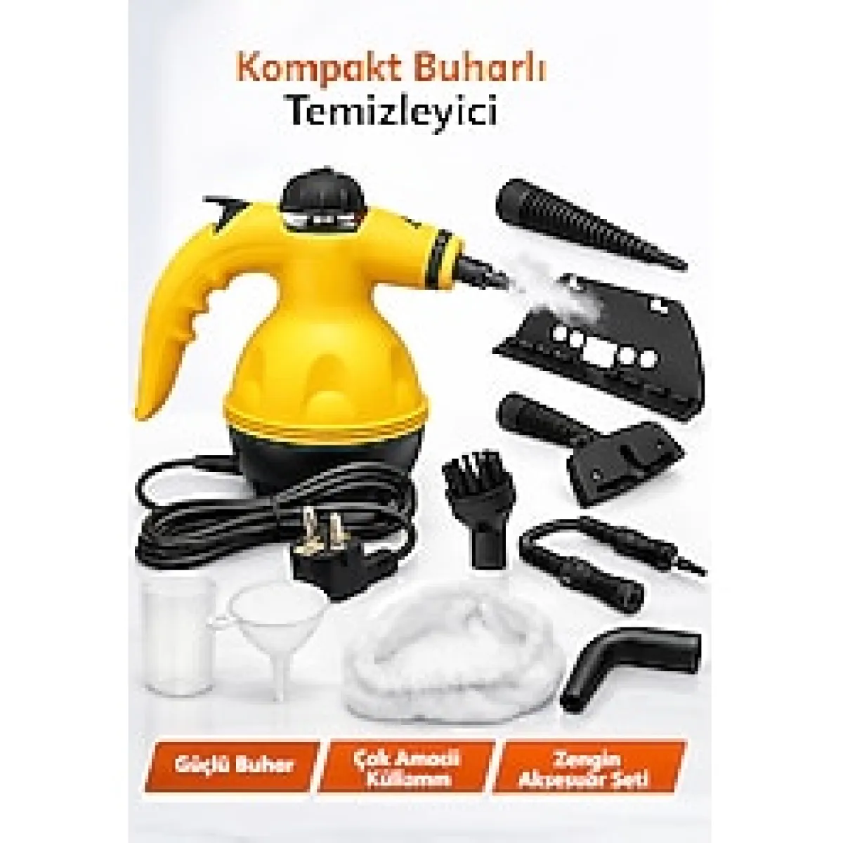 Realindirim Steam Cleaner Basınçlı Buharlı El Tipi Temizlik Makinesi Antibakteriyel Temizleyici Mop 1000 W