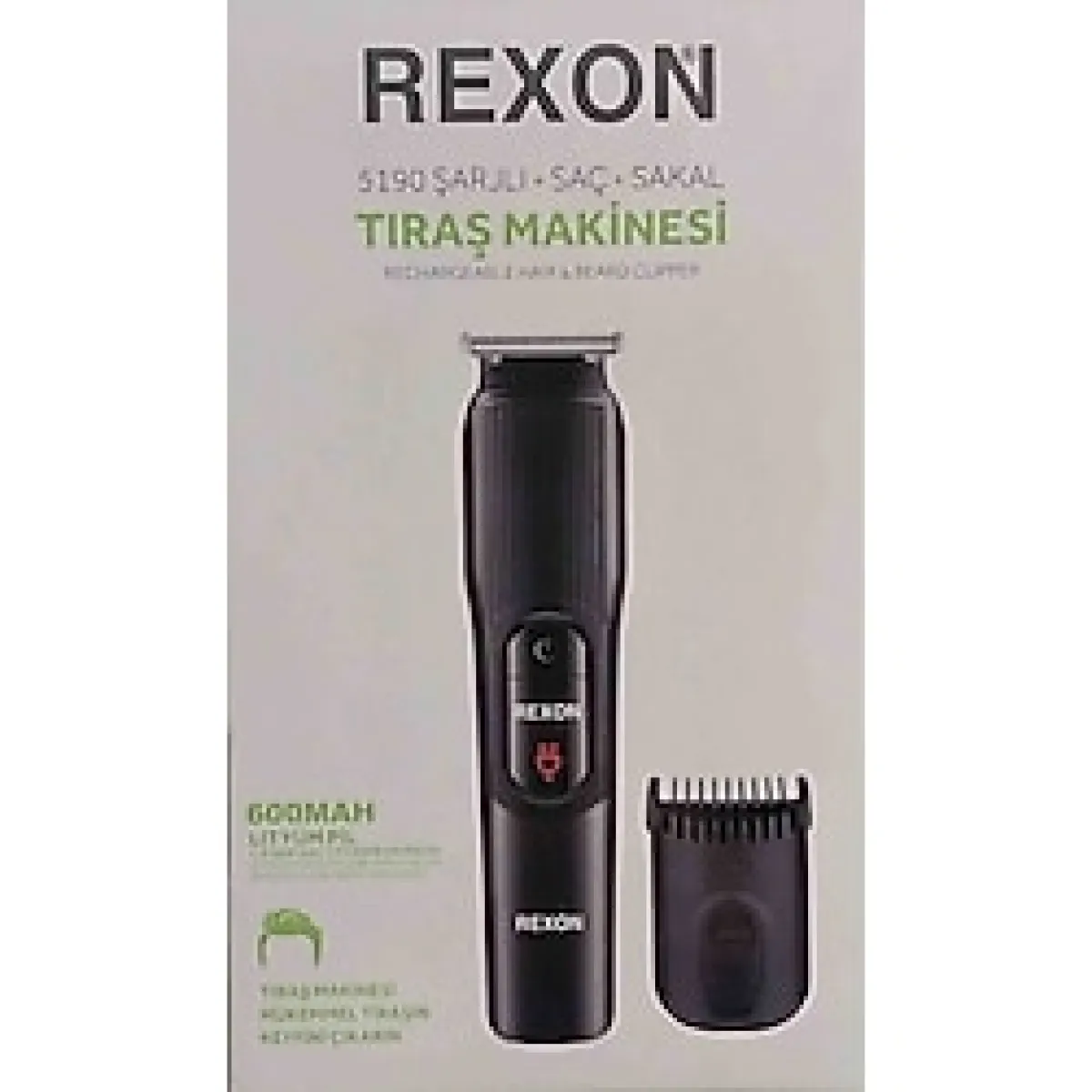 Rexon 5190 Şarjlı Saç Sakal Tıraş Makinesi - 000-Siyah